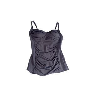 Soft Surroundings Sunsets Go To Ruched Tankini Top Black Classic Swim Medium M